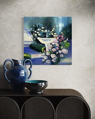 Roses at the Garden Fountain – Oil Painting by Larissa Chupakhina (Culari)