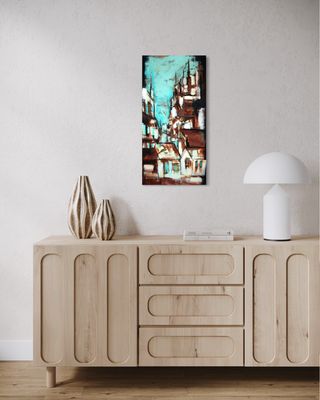 Abstract Cityscape – Original Acrylic Painting | Modern Urban Scene by Chupakhina Larissa