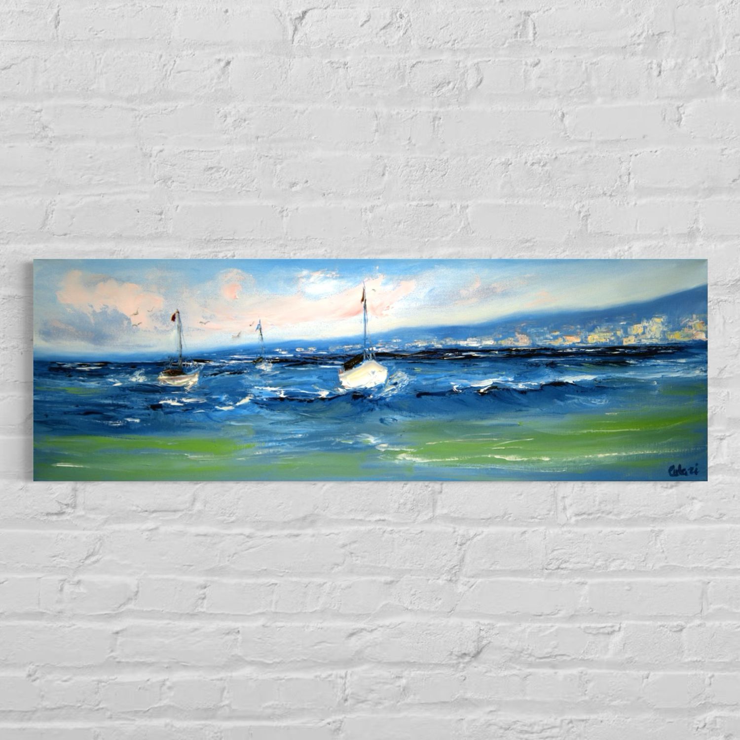 "Sea and Sailing Ships" – Impressionistic Depiction of Maritime Elegance