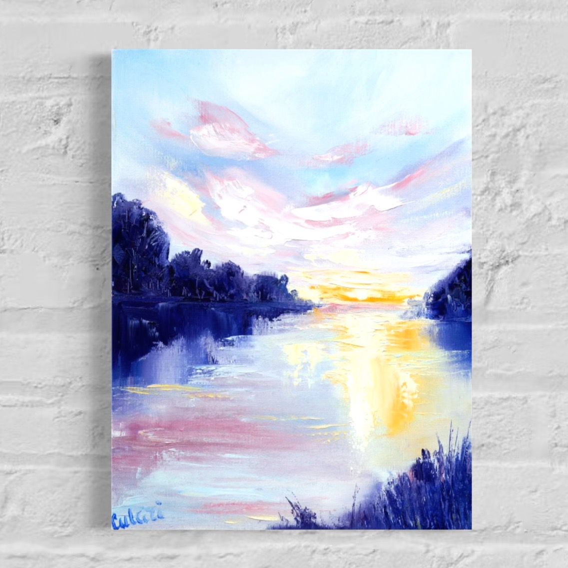 “Sunset on the River” – Impressionistic Depiction of Natural Beauty