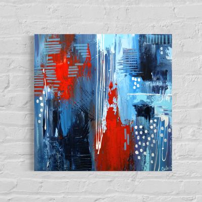 Abstraction in Blue and Red - Modern Wall Art for a Stylish Atmosphere Abstraction in Blue and Red - Modern Wall Art for a Stylish Atmosphere