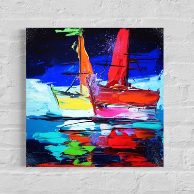 "Sail of Fantasy" – Abstract Ship Painting in Acrylic