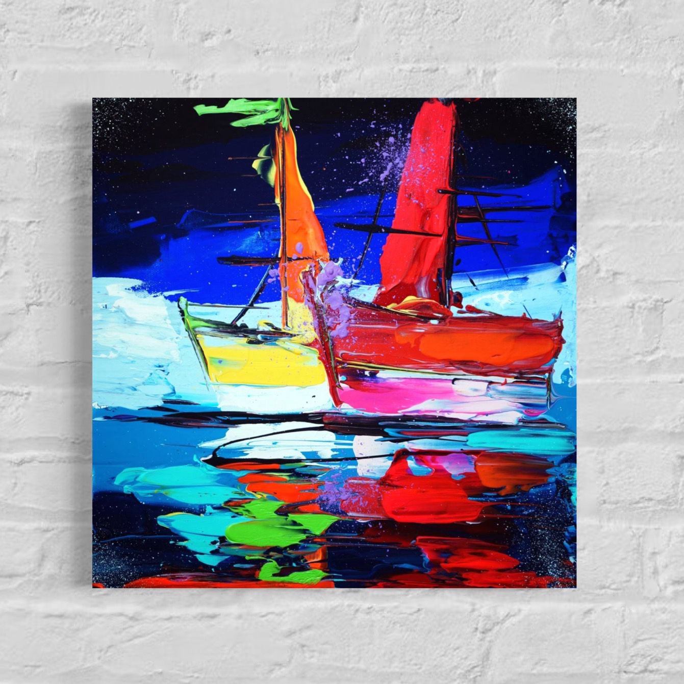 "Sail of Fantasy" – Abstract Ship Painting in Acrylic