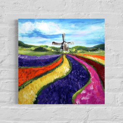 "Windmill on the Tulip Field – Play of Colors in Spring Light"