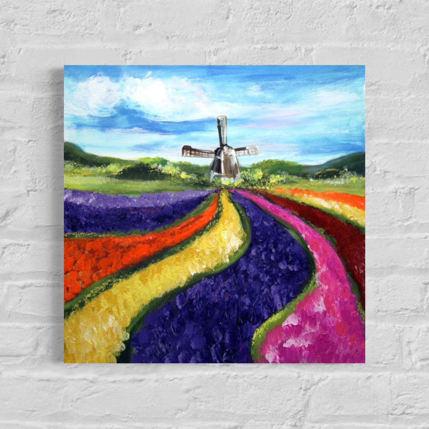 "Windmill on the Tulip Field – Play of Colors in Spring Light"