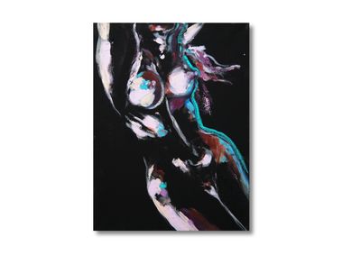 "Veiled Silence" – Original Acrylic Painting Nude Art | Hand-Painted Unique Piece by Larissa Chupakhina