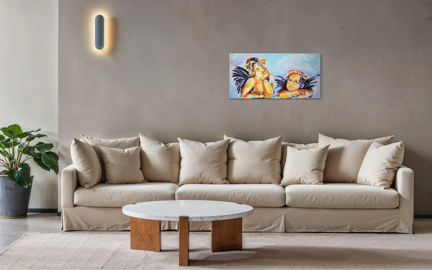 Two Angels – Original Acrylic Painting | Spiritual Art by Chupakhina Larissa