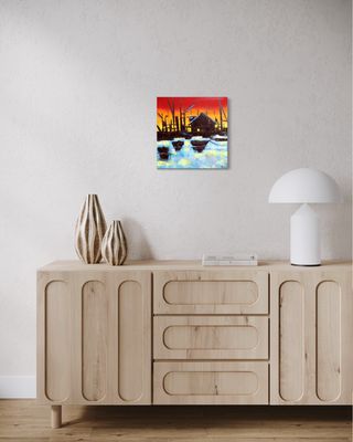 In the Harbor – Impressionist Oil Painting on Canvas | 40 x 40 cm | Original One-of-a-Kind by Larissa Chupakhina