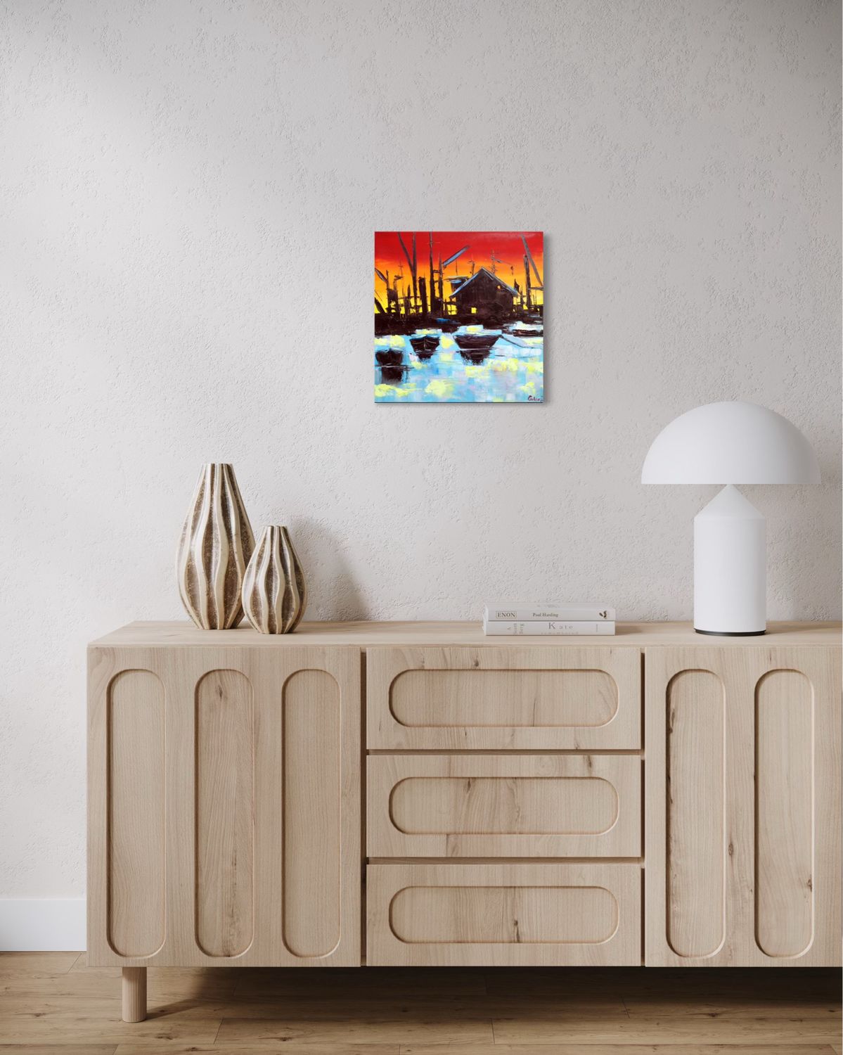 In the Harbor – Impressionist Oil Painting on Canvas | 40 x 40 cm | Original One-of-a-Kind by Larissa Chupakhina