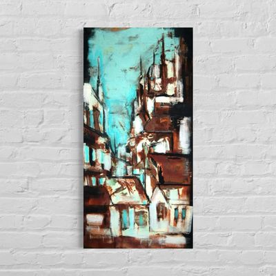 Abstract Cityscape – Original Acrylic Painting | Modern Urban Scene by Chupakhina Larissa
