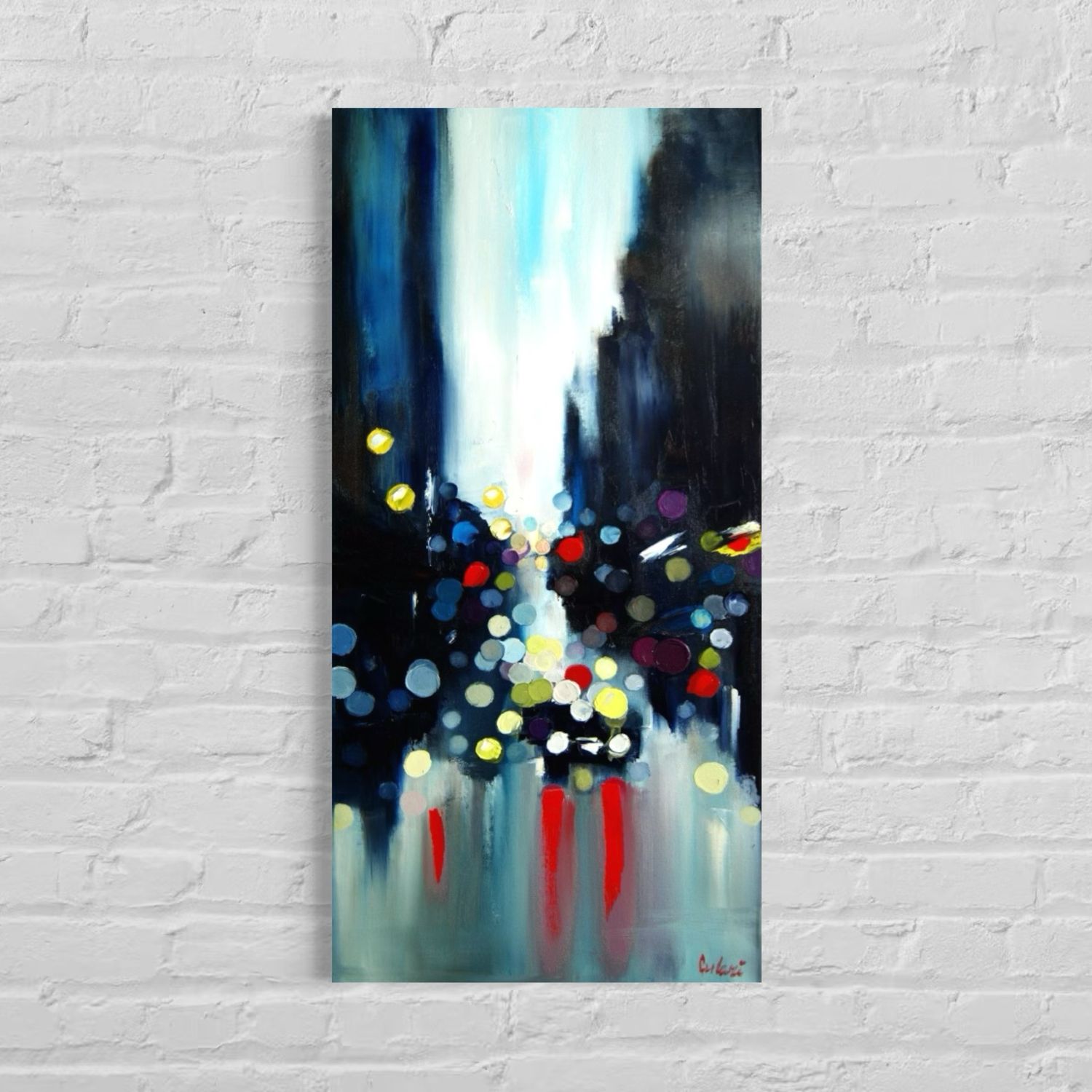 "Abstract City" | Original Oil Painting on Canvas | Hand-Painted Unique Piece by Larissa Chupakhina