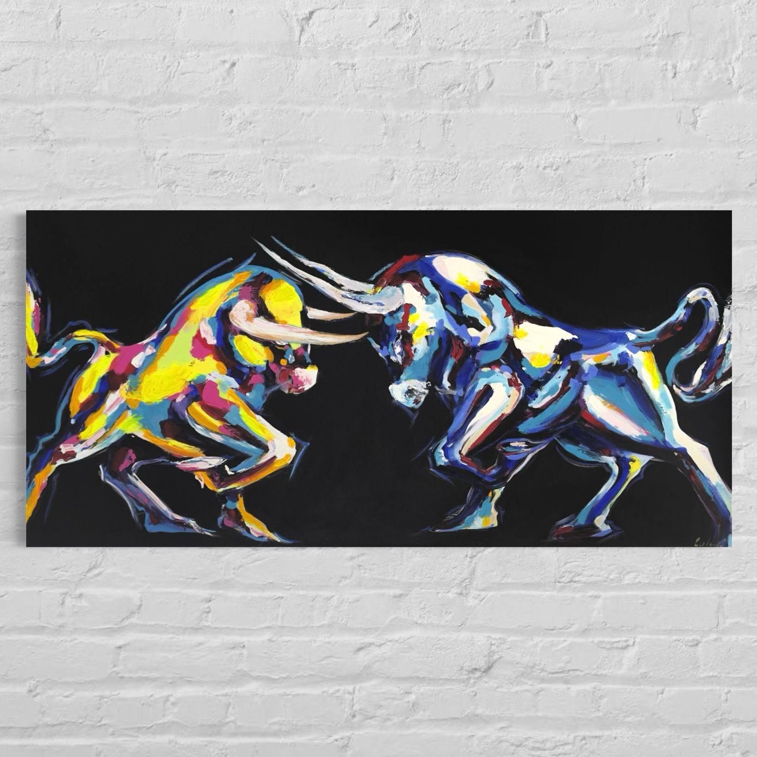 "Power and Confrontation" – Spontaneous Realistic Depiction of Two Bulls in Motion