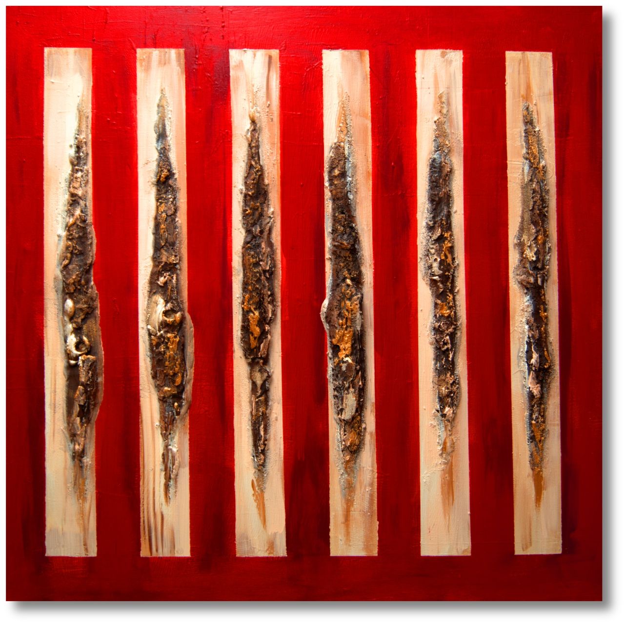 "Elemental Stripes" – Contemporary Acrylic Painting with Natural Elements "Elemental Stripes" – Contemporary Acrylic Painting with Natural Elements