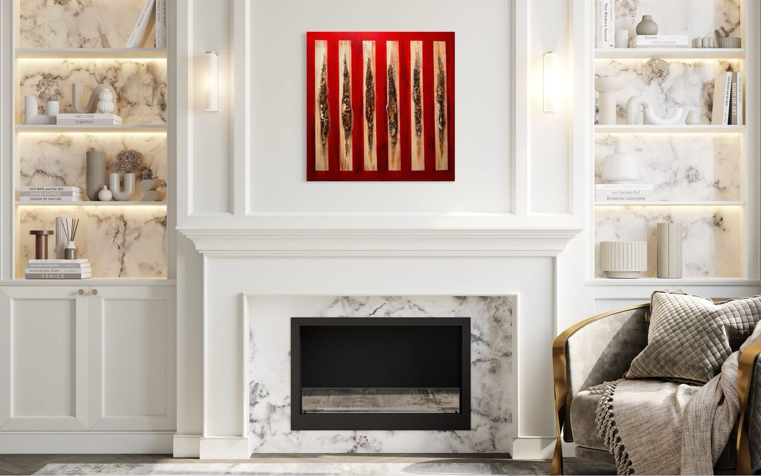 "Elemental Stripes" – Contemporary Acrylic Painting with Natural Elements