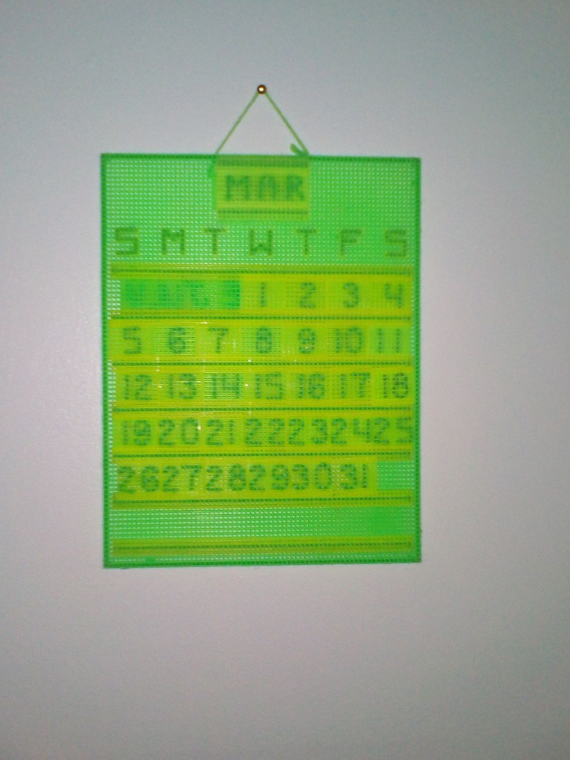 Custom Craft Calendar Primary: Neon Green, Yellow. Secondary: Neon Green.