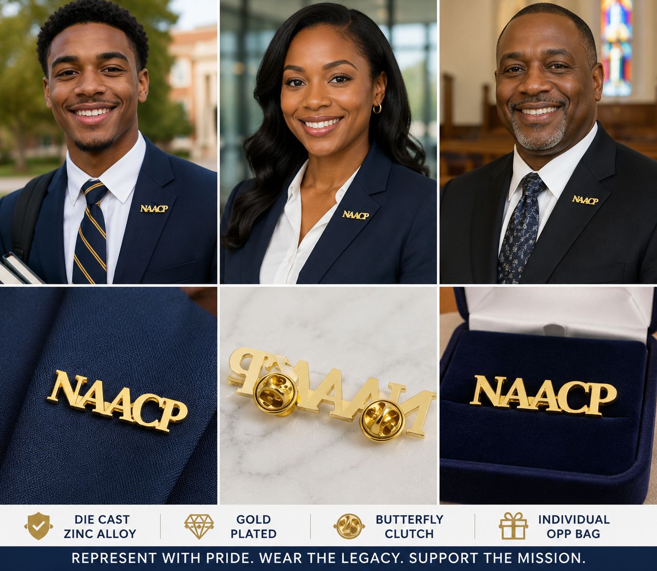 NAACP Gold Lapel Pin