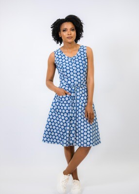 Nobuntu Dress (blue polka)