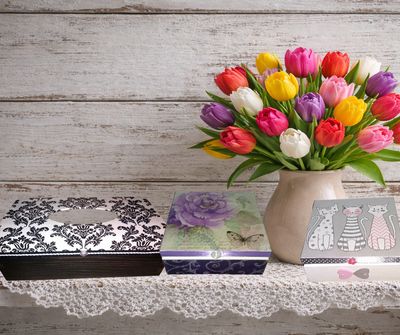 Pudełka drewniane, chusteczniki