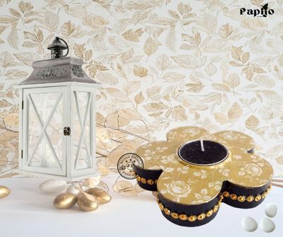 Świeczniki kwiatek złoto-czarny