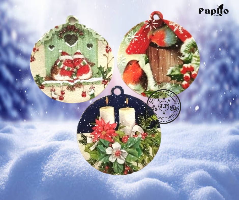 Drewniane zawieszki z ptaszkami