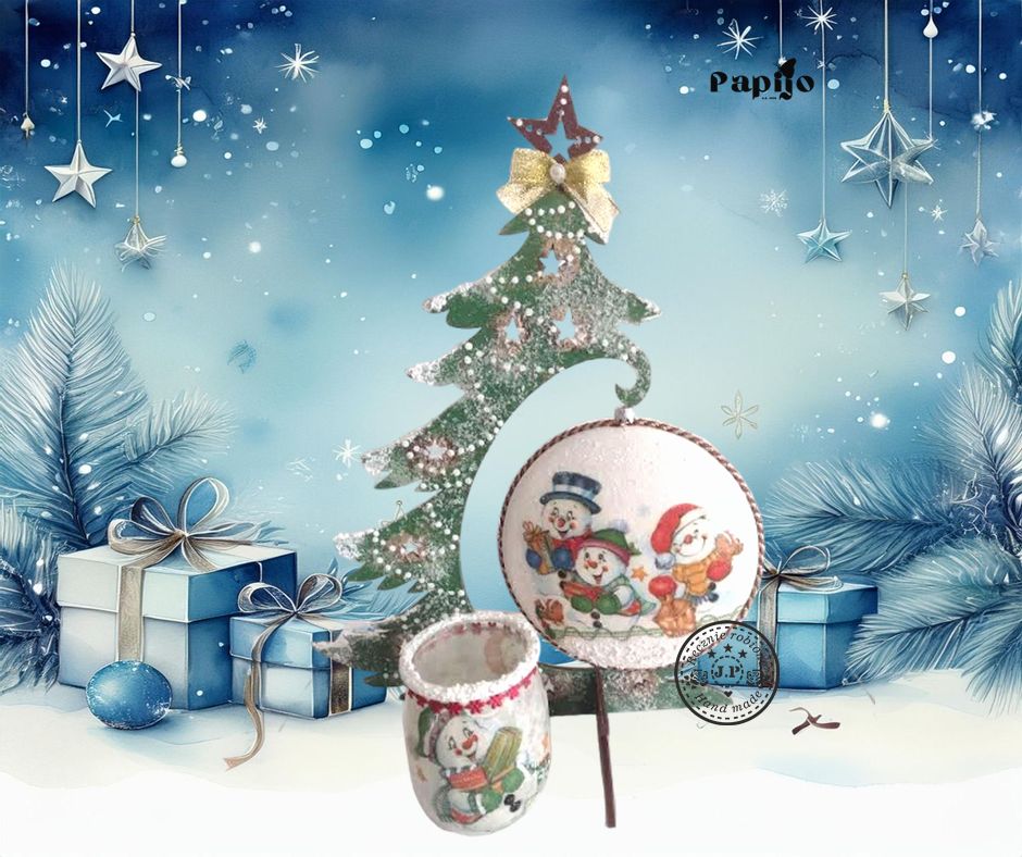 Ozdoba bożonarodzeniowa - komplet z bałwankami