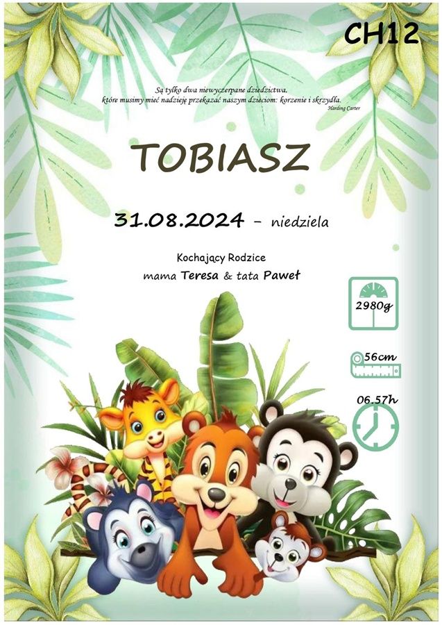 Spersonalizowany plakat z okazji narodzin - model przyjaciele lasu