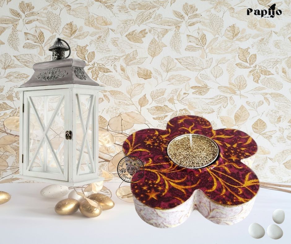 Świecznik kwiatek złoto-brązowy