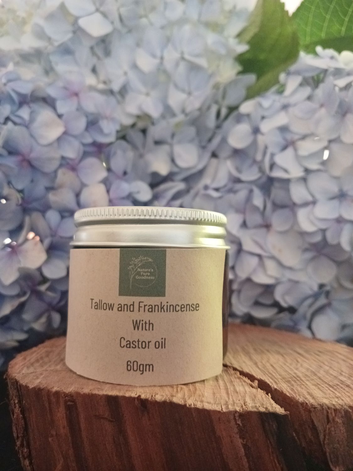 Tallow and organic cold pressed castor oil with frankincense 60gm