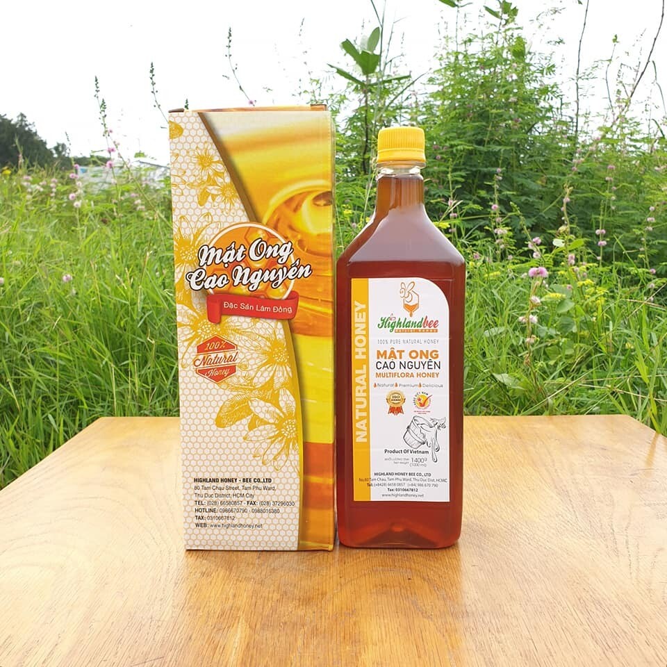 Mật ong nguyên chất Cao Nguyên Highlandbee chai 1000ml (1lít)
