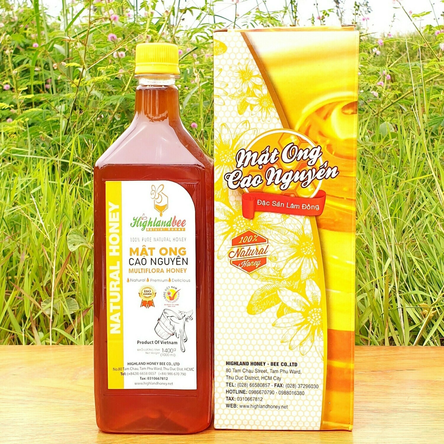 10 chai mật ong nguyên chất Cao Nguyên Highlandbee 1000ml (10 lít)