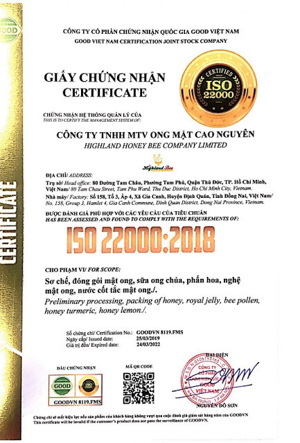 Mật ong nguyên chất Cao Nguyên Highlandbee chai 1000ml (1lít)