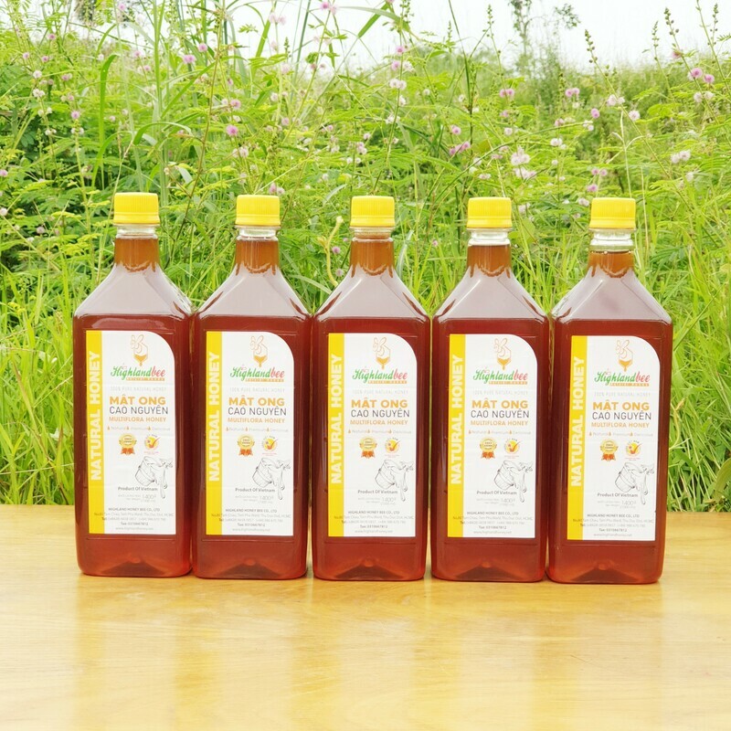 05 lít mật ong Cao Nguyên Multiflora Honey 1400g (5 chai loại 1 lít)