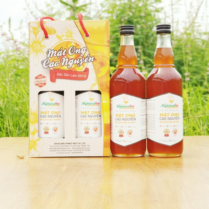 20 chai mật ong nguyên chất Cao Nguyên Highlandbee 500ml (10 hộp đôi quai xách 02 chai 500ml)