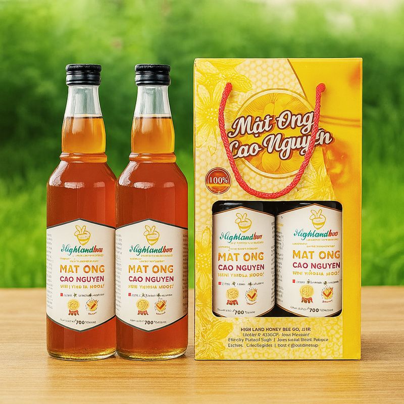 Mật ong nguyên chất Cao Nguyên Highlandbee - Hộp đôi 2 chai 500ml