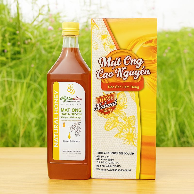 Mật Ong Nguyên Chất Cao Nguyên Highlandbee – Chai 1 lít