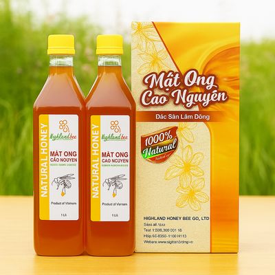 2 lít mật ong nguyên chất Cao Nguyên Highlandbee - Chai 1lit