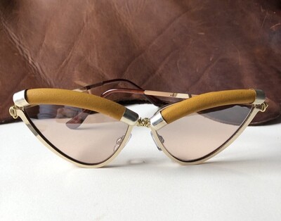 Tan Leather Cat Eye Sunglasses