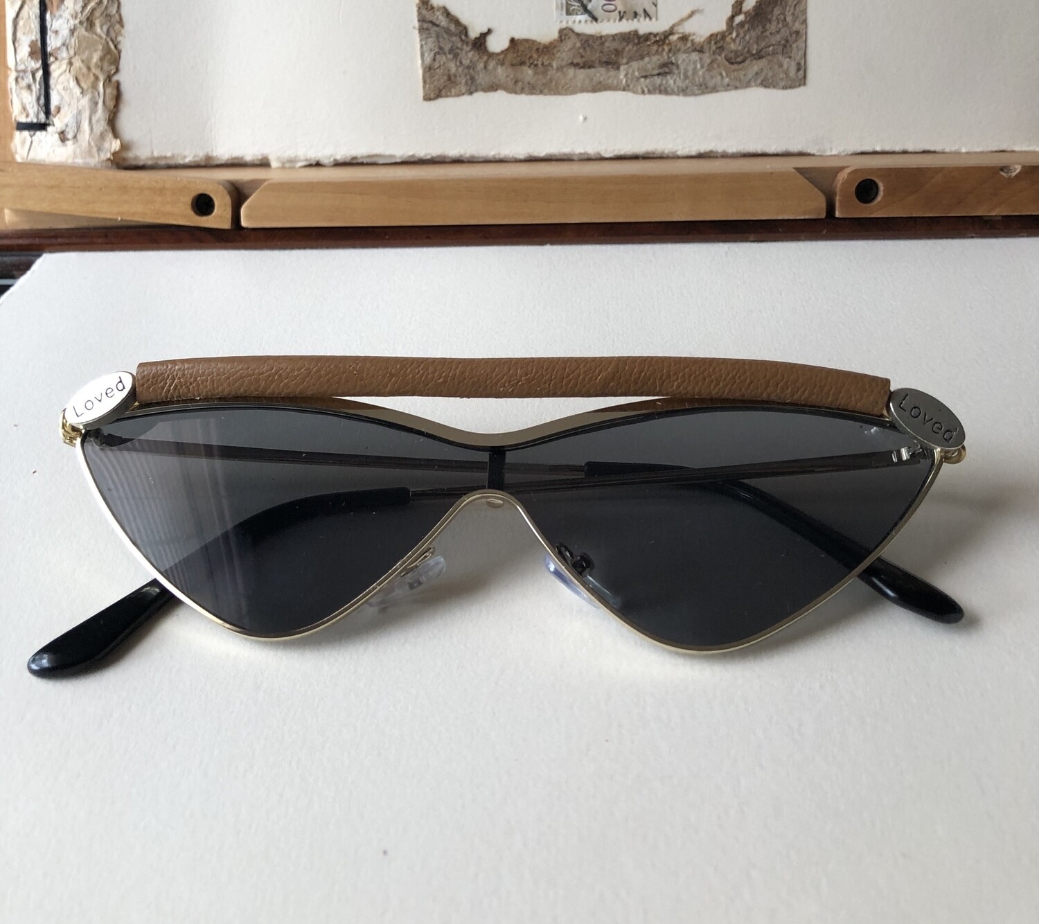 Brown Leather Cat Eye Sunglasses