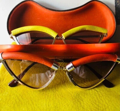 Orange Leather Cat Eye sunglasses