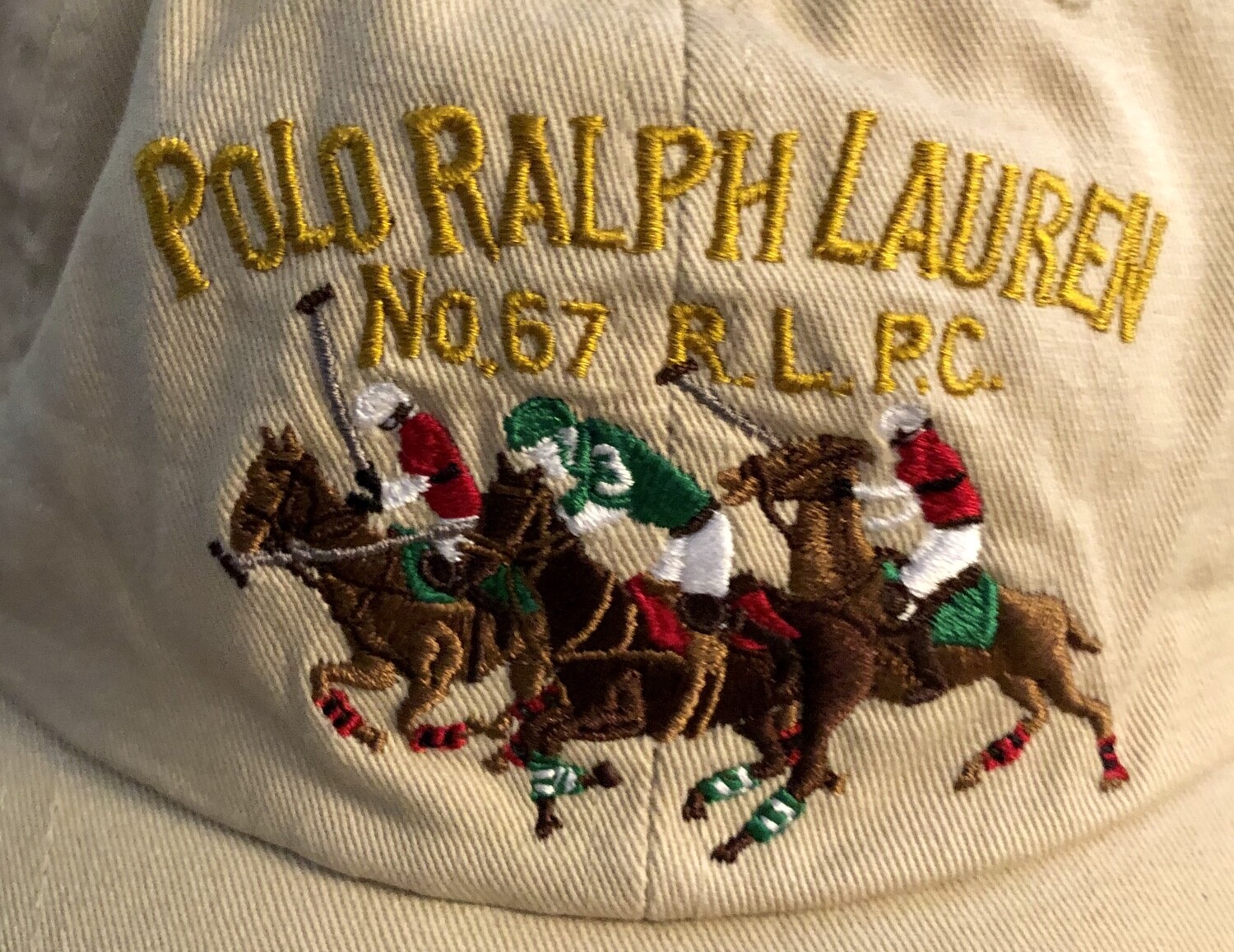 Ralph Lauren Khaki Polo Cap w/3 Polo Players