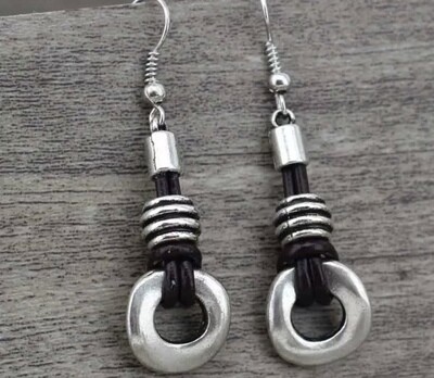 Women’s Metal Earrings with silver beads