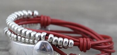 Women’s Metal Red Leather Cord Bracelet Women’s Metal Red Leather Cord Bracelet