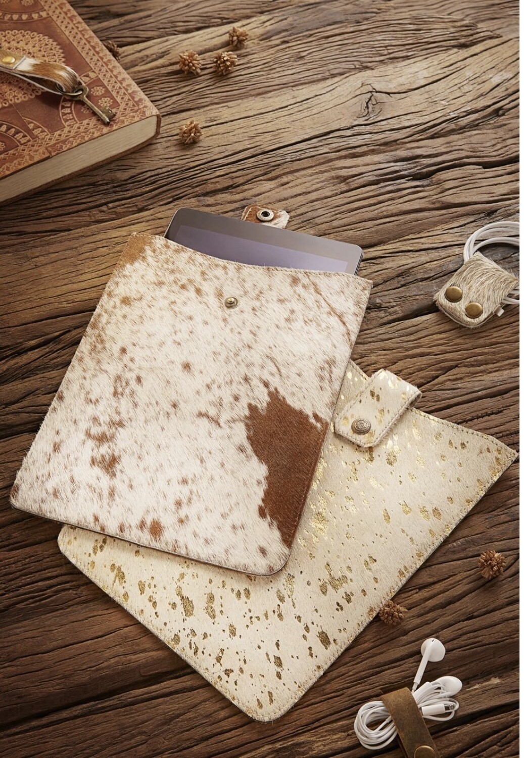 Western Leather IPad Cover Gold Splattered