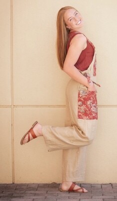 Tan Linen Overalls One-of-a-kind by gayle foshee’ Tan Linen Overalls One-of-a-kind by gayle foshee’