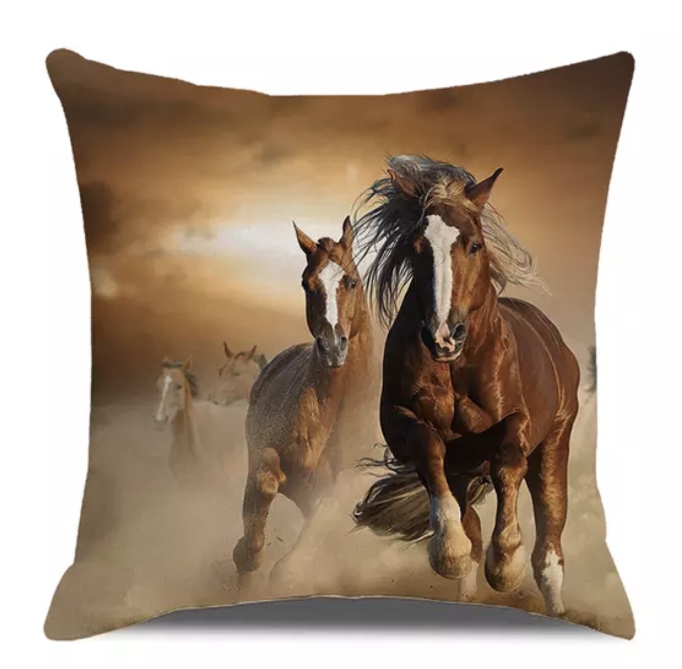 Horses Running Western Equestrian Decor Pillow