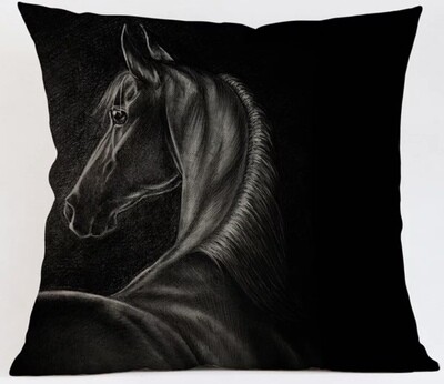 Equestrian Western Black Horse Home Decor Pillow