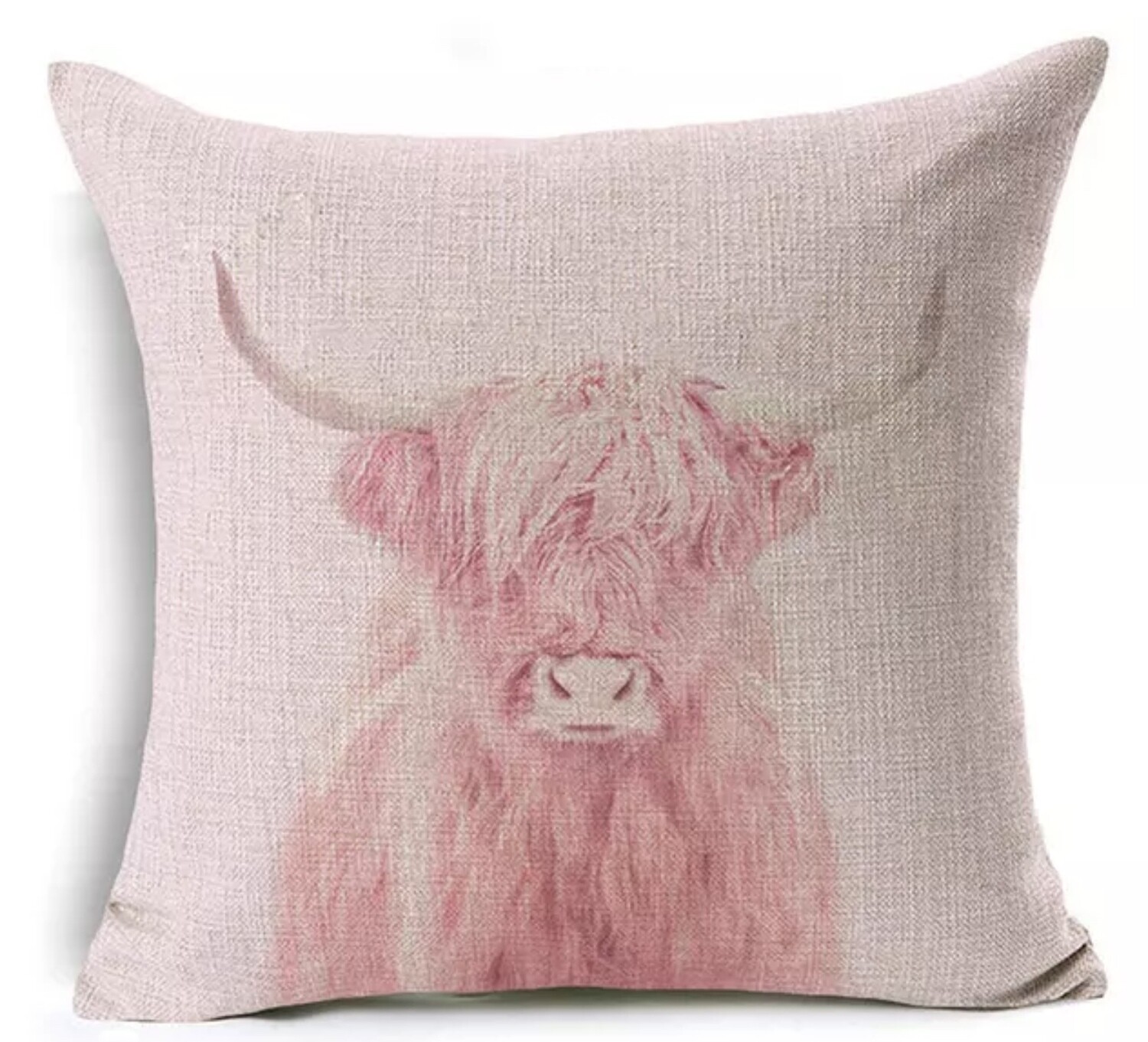Pink Steer Calf Longhorn Whimsical Home decor Pillow