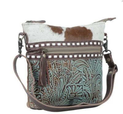 Crossbody Western Handbag Tooled embossed Leather/Hair Crossbody Western Handbag Tooled embossed Leather/Hair
