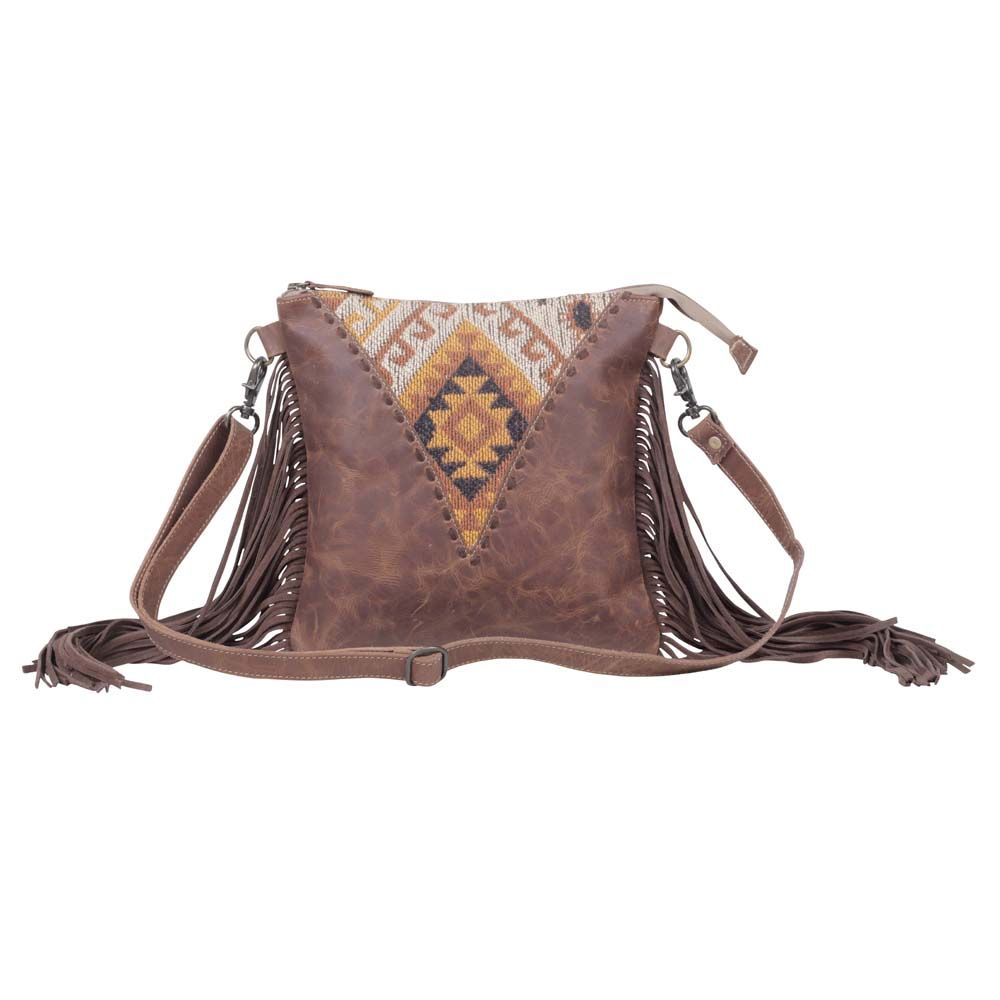 Western Brown Leather Fringe & Carpet Bag Crossbody