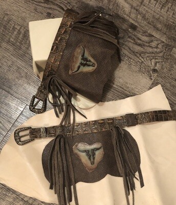 Brown Leather Boot Cuff with Steer Head Brown Leather Boot Cuff with Steer Head